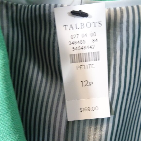 NWT Talbots Linen Blazer Jacket 12P Preppy Career Coastal Light Green Academia - Picture 5 of 7